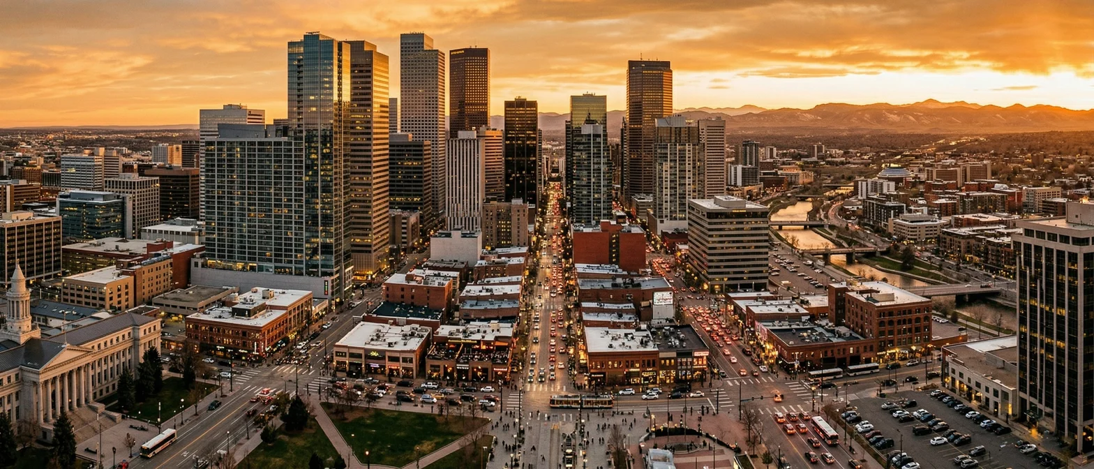 City at golden hour